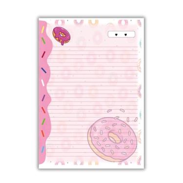 Imagem de Refil de fichário universitário Donuts rosa 80 folhas decorado pautado