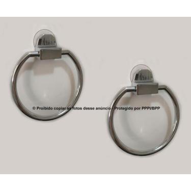 Imagem de kit 2 Porta toalha de banho Porta pano de prato redondo fixação por ve