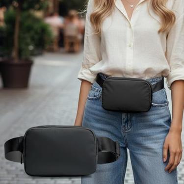 Imagem de Mochila de cintura unissex elegante com alça ajustável, bolsa transversal multifuncional para viagens, esportes e uso diário, Preto, Mochilas de cintura