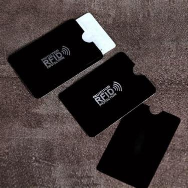 Imagem de 3 peças de porta-cartões de crédito com bloqueio de RFID, sem contato, NFC, à prova d'água, capas para cartões para mulheres e homens, Preto, Elegante