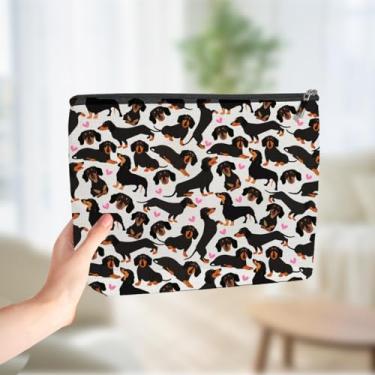 Imagem de Presente engraçado de dachshund bolsa de maquiagem fofa salsicha bolsa cosmética para mulheres, mãe, avó, médico, aniversário, dia das mães, Natal, amizade