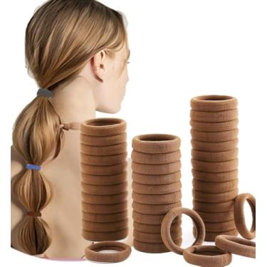 Imagem de 100 faixas de cabelo macias e elásticas – laços elásticos sem costura, suportes de rabo de cavalo suaves para cabelos grossos e finos, elásticos para mulheres, meninas e crianças