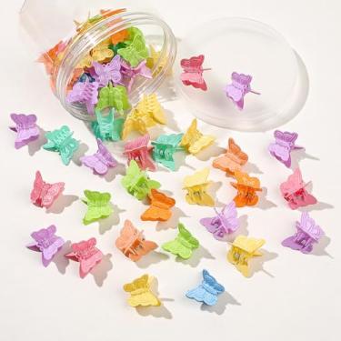 Imagem de 50 peças de grampos de cabelo de borboleta para meninas, grampos de cabelo pequenos fofos de cores sortidas mini garra de cabelo com caixa acessórios de estilo de cabelo