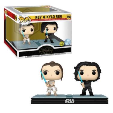 Imagem de Funko Pop Star Wars 758 Rey & Kylo Ren Glows Exclusive