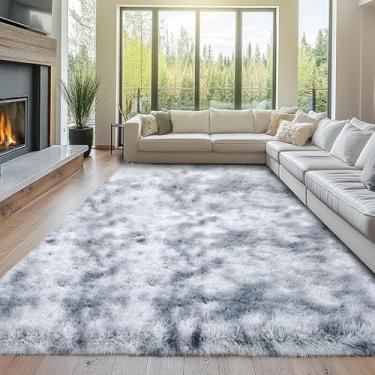 Imagem de Topmaxcs Tapete de área 10 x 14 sala de estar: tapete de área grande cinza claro tingido para sala de estar - Tapete grande felpudo - Tapete grande para quarto 25 x 35 cm (cinza claro tingido, 25 x 35