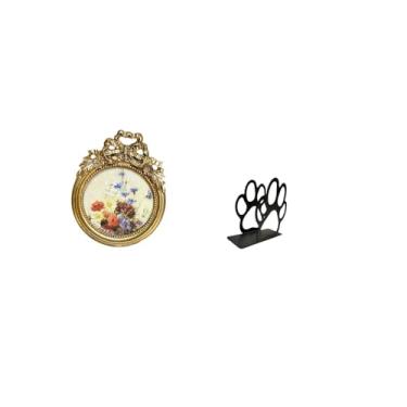 Imagem de Fenteer Porta-retratos Antigo Europeu Ornamentado E Porta-guardanapos de Ferro para Ideias de Presentes de Casamento E Decoração de Casa. Organizador Elegante