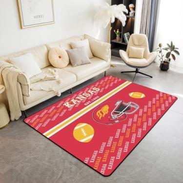 Imagem de Feelyou Tapete de área de futebol americano, 12 x 18 cm, poliéster, Kansas, sala de estar, para quarto, futebol, cidade, decoração de presente, tapete de piso interno, macio, antiderrapante
