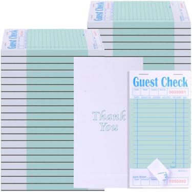 Imagem de Qilery Bloco de notas de garçonete de 40 peças de livro de cheques de convidado para restaurantes bloco de pedidos 2000 folhas bloco de notas de servidor de garçom livro de recibos de comida (estilo