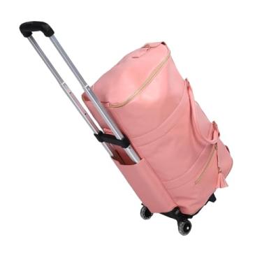 Imagem de Fabater Bolsa de Viagem Com Carrinho Removível, Bolsa de Viagem Impermeável Com Rodinhas de Grande Capacidade de 40L, Com Alça de Couro e Rodas de Absorção de Choque (rosa)