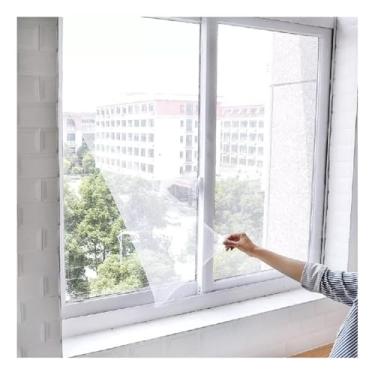 Imagem de Tela Mosquiteiro para Janela e Porta, Poliéster Lavável com Fita Adesiva, 130x150cm, Proteção contra Insetos, Fácil Instalação e Remoção, Branco