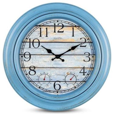 Imagem de Relógio eYotto 18" azul, termômetro interno e externo, higrômetro