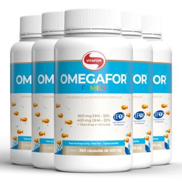 Imagem de Kit 5 ômegafor Family ômega 3 Vitafor 360 Cápsulas