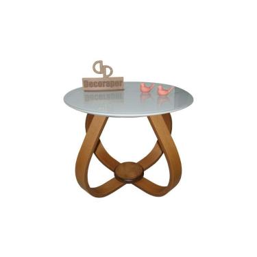 Imagem de Mesa De Centro Cebola Com Vidro 50cm Off White 35cm