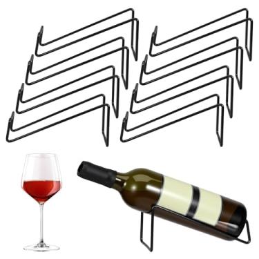 Imagem de PercyEffie Suporte único de garrafa de vinho com 8 peças para exibição de mesa, organizador de metal preto moderno para armário de cozinha em casa