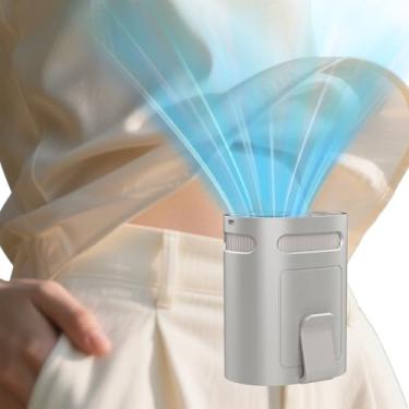 Imagem de Clipe para ventilador de camisa, ventiladores de cintura portáteis compactos que sopram ar frio, resfriador de corpo elétrico recarregável por USB AC para faixa de cintura camiseta, pendurado
