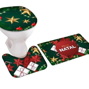 Imagem de Kit Tapetes para Banheiro Natal Antiderrapante (3 Peças Adornos Natalinos)