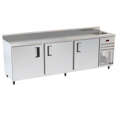Imagem de Balcão Congelados Venâncio 250cm Exterior Inox Interior Aluzinco Borda Espelhada Com Cuba 110V Vcch25-42299