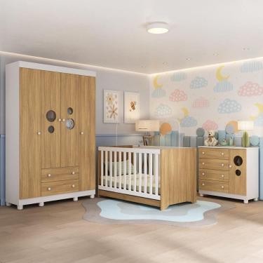 Imagem de Quarto de Bebê Completo com Berço Americano 3 em 1 Bombom Multimóveis MP4614