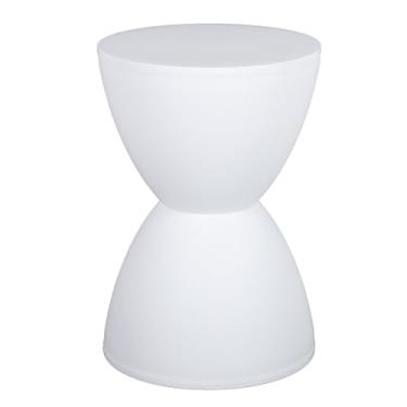 Imagem de Asixxsix Banqueta Moderna Em Forma de Ampulheta, Banqueta de Mesa Redonda para Troca de Sapatos Com Material PP Premium, 43x30cm, Mesa de Tambor de Destaque para Decoração de Casa (WHITE)