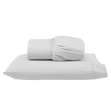 Imagem de Jogo de Lençol Solteiro 2 Peças Micropercal 300 Fios 188x88cm Lençol com Elástico e Fronha em Ponto Palito (Versátil Simples/Branco, Jogo Lençol Solteiro 2 Pçs)