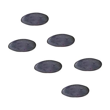 Imagem de Conjunto de Pratos de Sobremesa Ovais Porto Brasil Orgânico Titanium 22,5cm - 6 peças