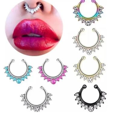 Imagem de Piercing Septo Indiano Lindo Strass Falso Fake Nariz - TOTAL, Dourado