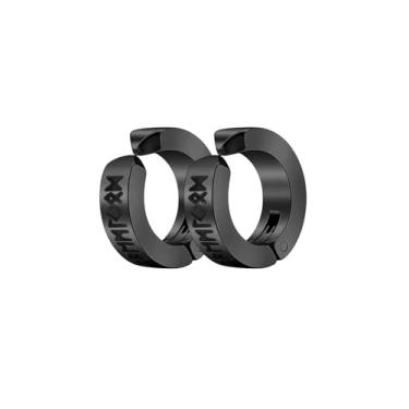 Imagem de PIYIZ Brincos de rock masculinos e femininos, argolas pequenas hipoalergênicas, brincos viking runas nórdicas de aço inoxidável, brincos de clipe, Aço inoxidável, Zircônia cúbica