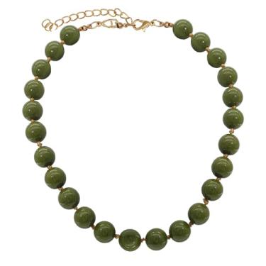 Imagem de JNF Colar de gargantilha turquesa grossa feminina com contas grandes e turquesa, X-Large, Acrílico, Sem Pedra Preciosa