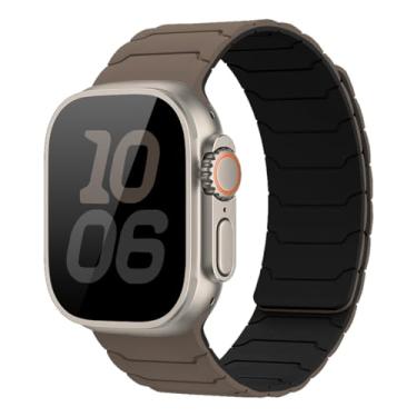 Imagem de Pulseira de silicone magnética compatível com Apple Watch 49 mm, 46 mm, 45 mm, 44 mm, 42 mm, 41 mm, 40 mm, 38 mm, para séries 11, 10, 9, 8, 7, 6, 5, 4 e 3 SE, masculina e feminina, preta chocolate, 38