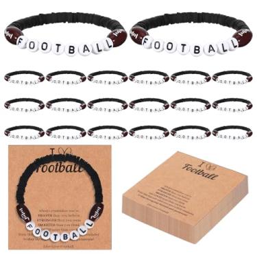 Imagem de 20 peças de pulseira de futebol, lembrancinhas de festa de futebol, pulseira esportiva ajustável com pingentes de contas com cartões inspiradores, pulseiras esportivas, acessórios esportivos para
