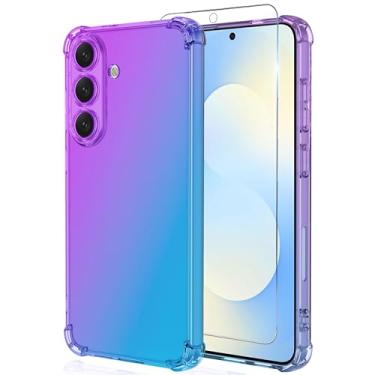 Imagem de Osophter Capa para Galaxy S26 Edge: Mulheres Meninas Cantos Reforçados TPU Absorção de Choque Flexível Cor Gradiente para Samsung Galaxy S26 Edge (Roxo Azul)