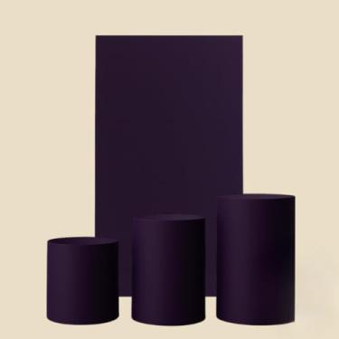 Imagem de Kit Capa De Painel Romano Liso Retângulo Dupla Face Duas Cores E Trio Cilindros De Malha Gel Premium(Uva)