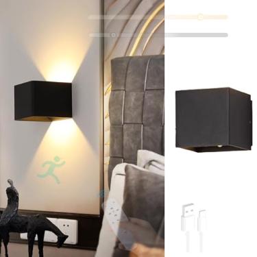 Imagem de GZZBMY Lâmpada de parede com bateria LED com sensor de movimento Lâmpadas de parede reguláveis com controle remoto Iluminação de parede magnética moderna para sala de estar quarto escada corredor
