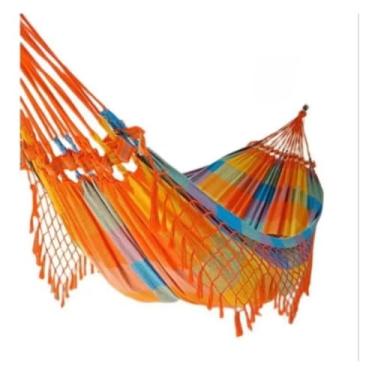 Imagem de Rede de descanso casal luxo decorativa diversas, Peça de Destaque para Interiores, Varandas Gourmet e Ambientes Exclusivos(Arco iris laranja)