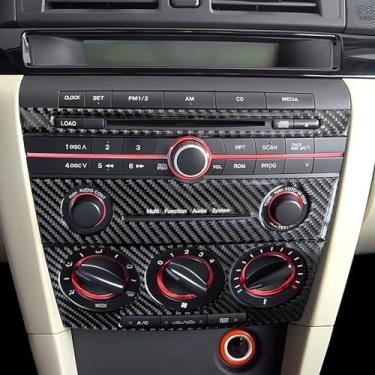 Imagem de BETTERHUMZ Compatível com Mazda 3 Axela 2004 2005 2006 2007 2008 2009 Mazdaspeed 3 Console central de fibra de carbono, ar-condicionado, painel de CD, decoração de quadro, acessórios de interior de