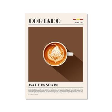 Imagem de Coffee Prints Cafe Latte Espresso Cappuccion Americano Cafe Poster Decoração de Cozinha Pintura em Tela Presente Decoração de Sala de Jantar (SKU7,50.8x71.1 cm =(50x70cm), Sem moldura)