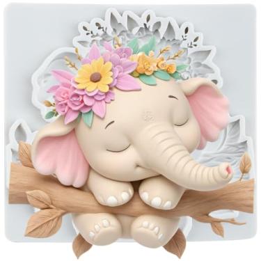 Imagem de MYPRACS Molde de silicone de fondant de elefante para decoração de bolo de açúcar topo de cupcake pasta de goma de chocolate polímero