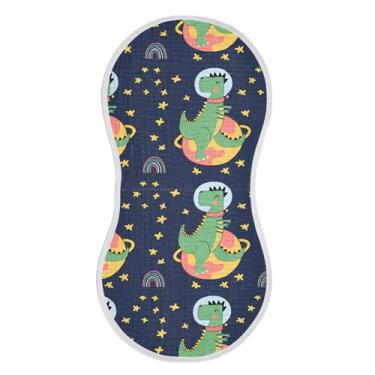 Imagem de xigua Conjunto de 1 pano de arroto de musselina de dinossauros fofos, panos de arroto super macios e absorventes, roupas de arroto de algodão, presente de chá para recém-nascidos, bebês meninas e