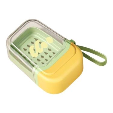 Imagem de FytStycale Saboneteira Portátil para Viagem, Ideal para Guardar Sabonete No Chuveiro E em Caminhadas. Fácil de Limpar, com Vedação Hermética E Suporte para Sabon, Verde-amarelo, Tamanho real