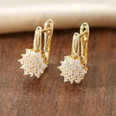 Imagem de Brincos para mulheres, meninas, flores delicadas de cristal de zircônia cúbica para orelhas sensíveis, argolas para presente, one size, Metal, Sem pedra preciosa