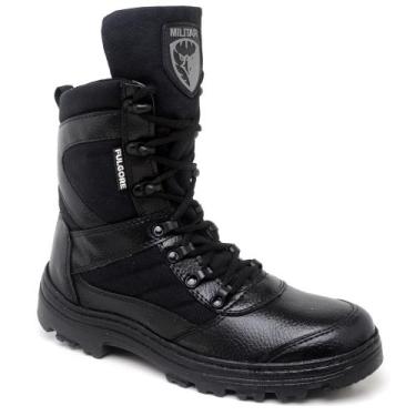 Imagem de Bota Masculina Cano Médio Coturno Couro Legítimo Segurança PM Força Tá