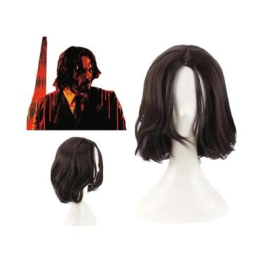 Imagem de Peruca Sintética Curta E Cacheada Marrom Para Homens E Mulheres, Cospl