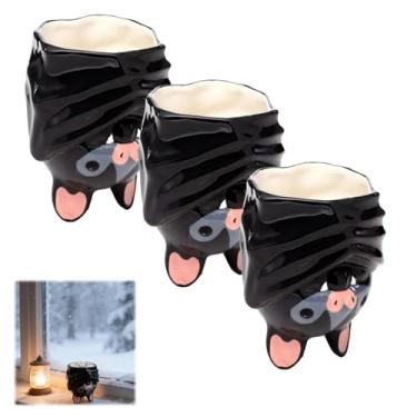 Imagem de DMXGJD Caneca em forma de morcego de cabeça para baixo, caneca de cerâmica 3D fofa com alça de cauda, xícara de café em forma de animal durável e divertida feita à mão para escritório e casa, presente