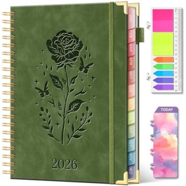 Imagem de Agenda semanal e mensal 2026 de janeiro de 2026 a dezembro de 2026, agenda diária de 21,6 x 28 cm, com abas e bolso interno em espiral, perfeito para escola e escritório