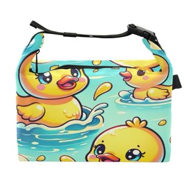 Imagem de TSENQUE Lancheira fofa de natação amarela para mulheres, lancheira portátil, lancheira para trabalho, linda bolsa térmica floral para adultos