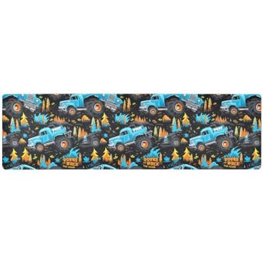 Imagem de Tripé Blue Monster Truck resistente ao calor, corredor de mesa antiderrapante, acessórios de decoração de mesa de jantar