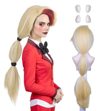 Imagem de FantaLook Peruca feminina loira longa com cosplay rosa com presas