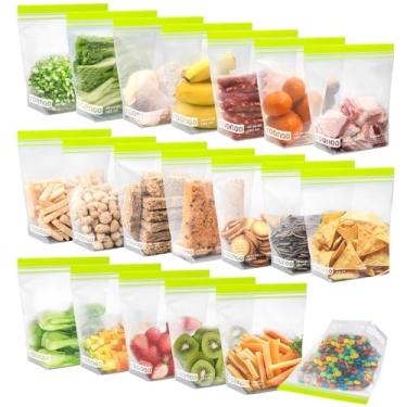 Imagem de roonoo Pacote com 20 sacos de sanduíche reutilizáveis, sacos de armazenamento de alimentos sem BPA, silicone extra grosso à prova de vazamento e sacos ziplock sem plástico para preparação de refeições