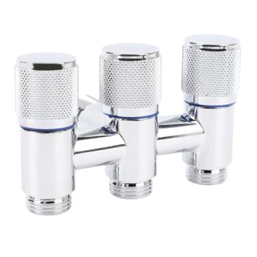 Imagem de Fockety Válvula de torneira de 1 em 3 saídas, válvula divisora ​​de água de aço inoxidável com rosca G1/2 com controle de saída independente, para lavagem feminina, limpeza de bidê (Cor galvanizada)