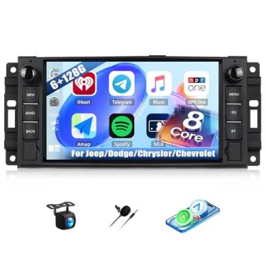 Imagem de [6+128G] Rádio estéreo para carro Android 15 de 8 núcleos para Jeep Wrangler JK Compass Patriot/Chrysler/Dodge Carregador RAM com Carplay e Android Auto, rádio veicular com tela sensível ao toque de 7